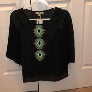 Black 3/4 sleeve blouse, size SM